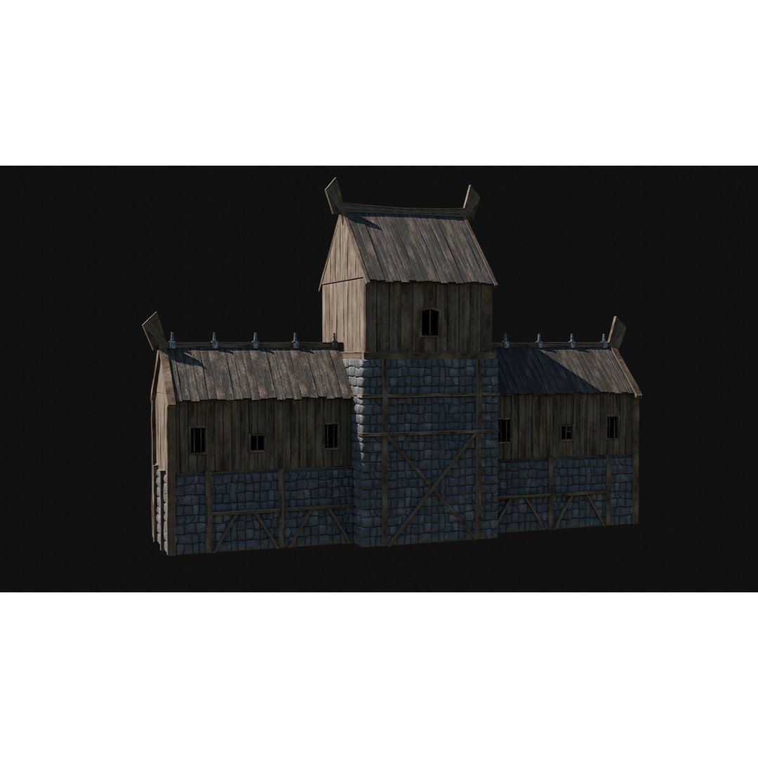 Viking Fortress Watchtower 3D Model – Low Poly Game Asset, FBX, OBJ - View 20