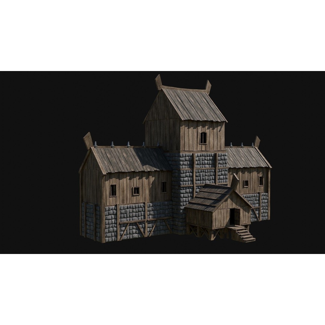Viking Fortress Watchtower 3D Model – Low Poly Game Asset, FBX, OBJ - View 21