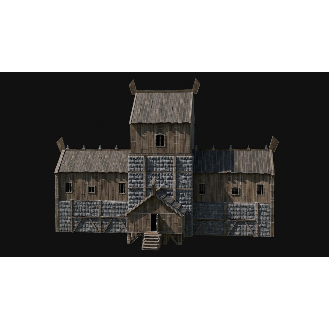 Viking Fortress Watchtower 3D Model – Low Poly Game Asset, FBX, OBJ - View 22