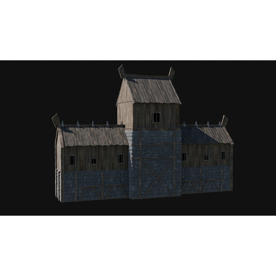 Viking Fortress Watchtower 3D Model – Low Poly Game Asset, FBX, OBJ - View 23
