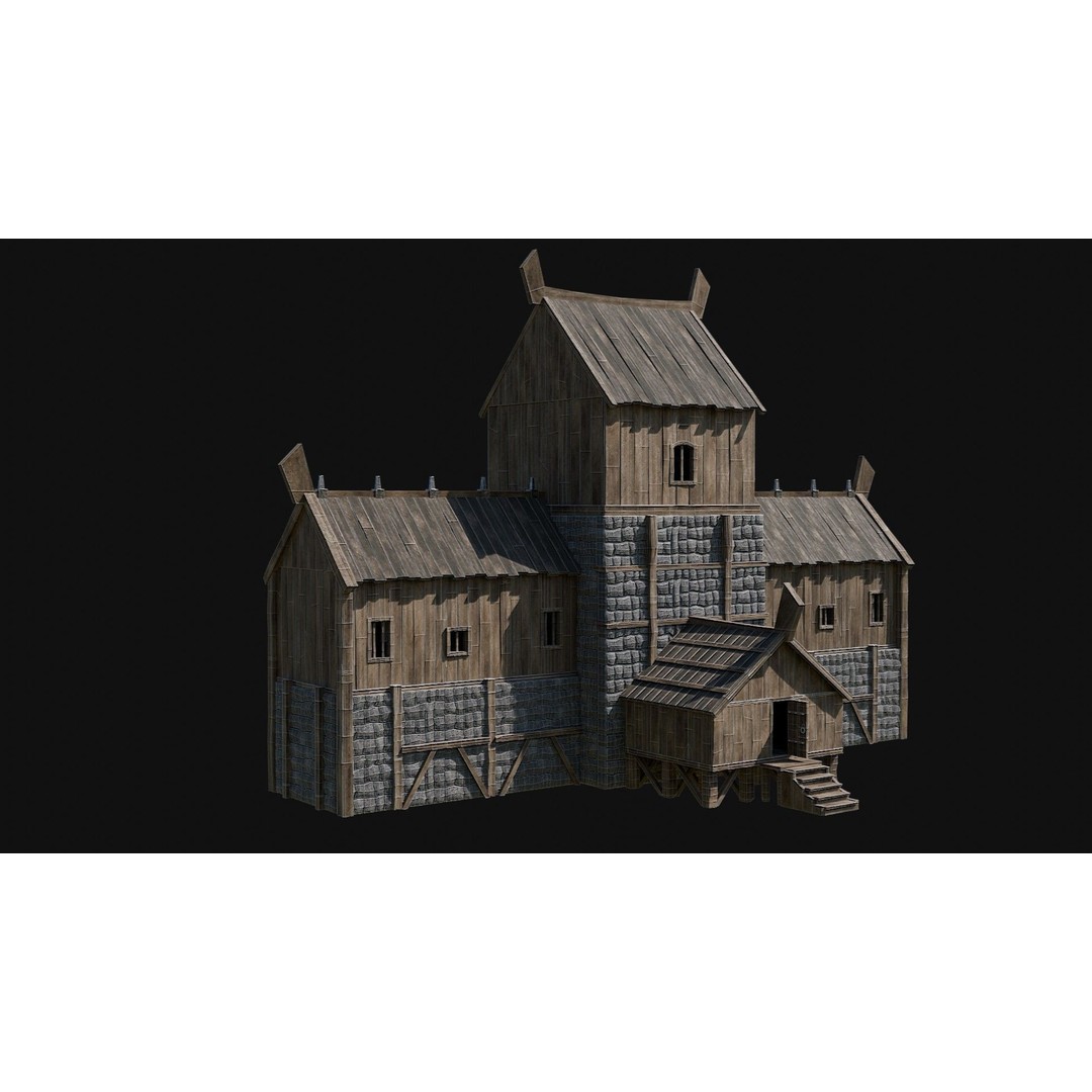 Viking Fortress Watchtower 3D Model – Low Poly Game Asset, FBX, OBJ - View 24
