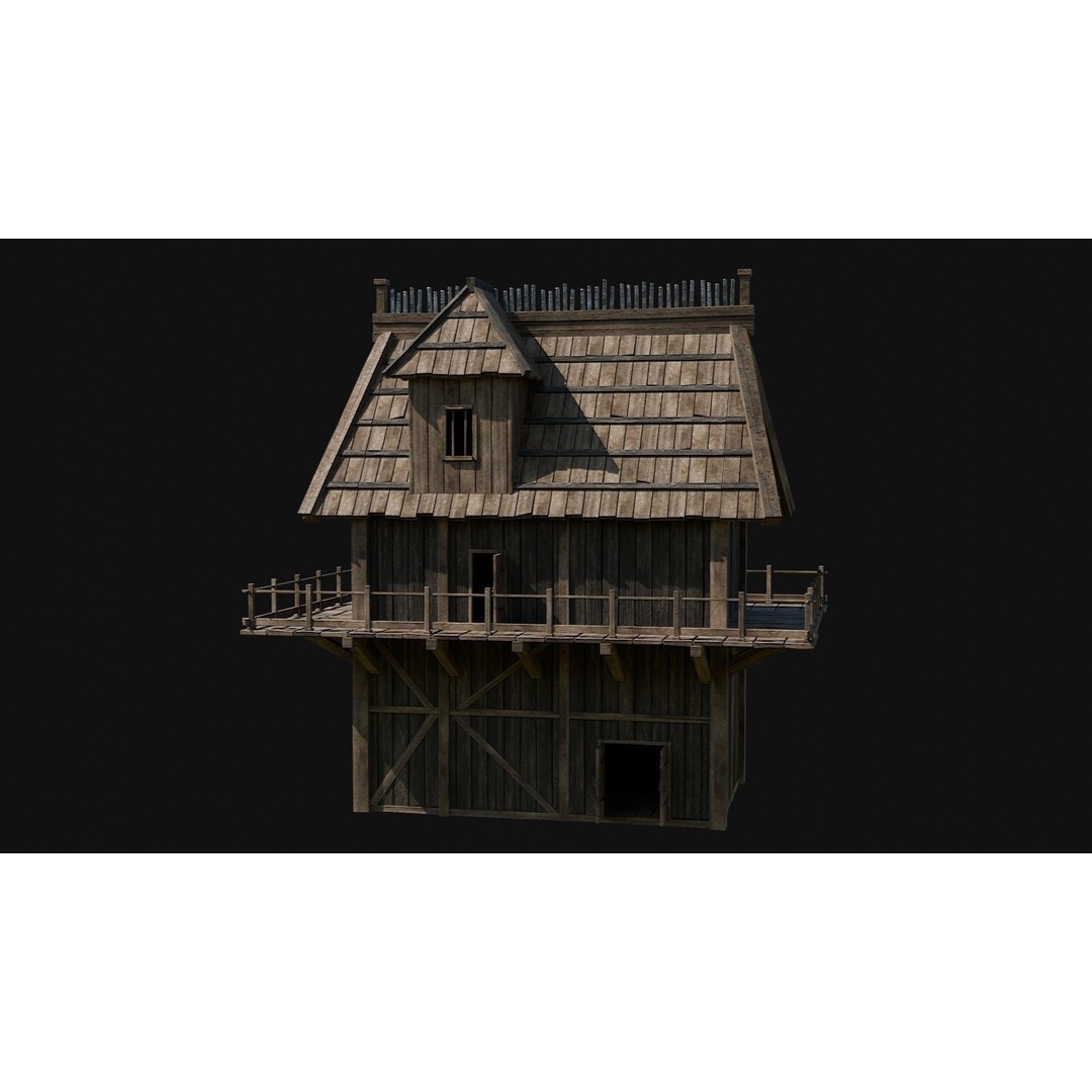 Viking Fortress Watchtower 3D Model – Low Poly Game Asset, FBX, OBJ - View 27