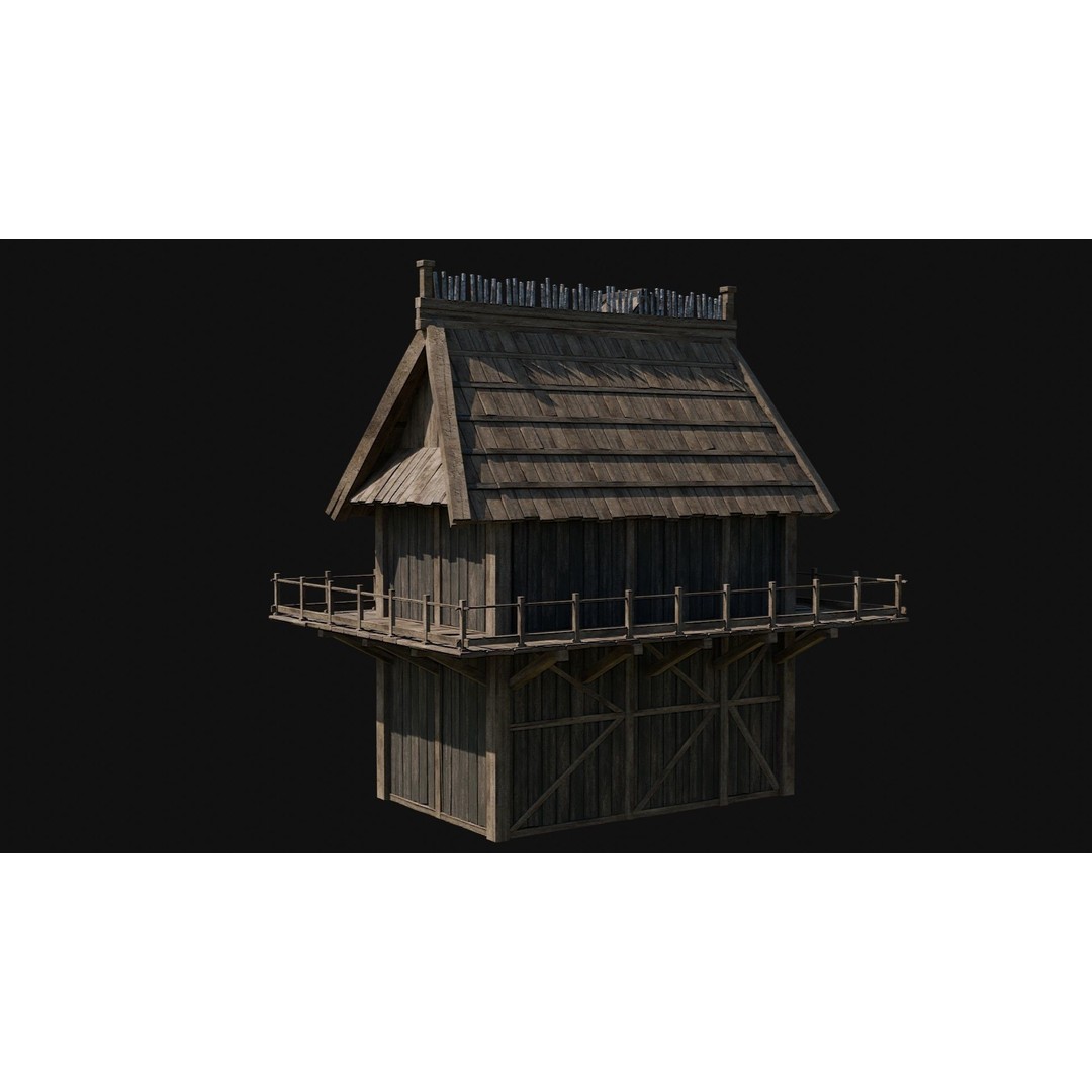 Viking Fortress Watchtower 3D Model – Low Poly Game Asset, FBX, OBJ - View 28