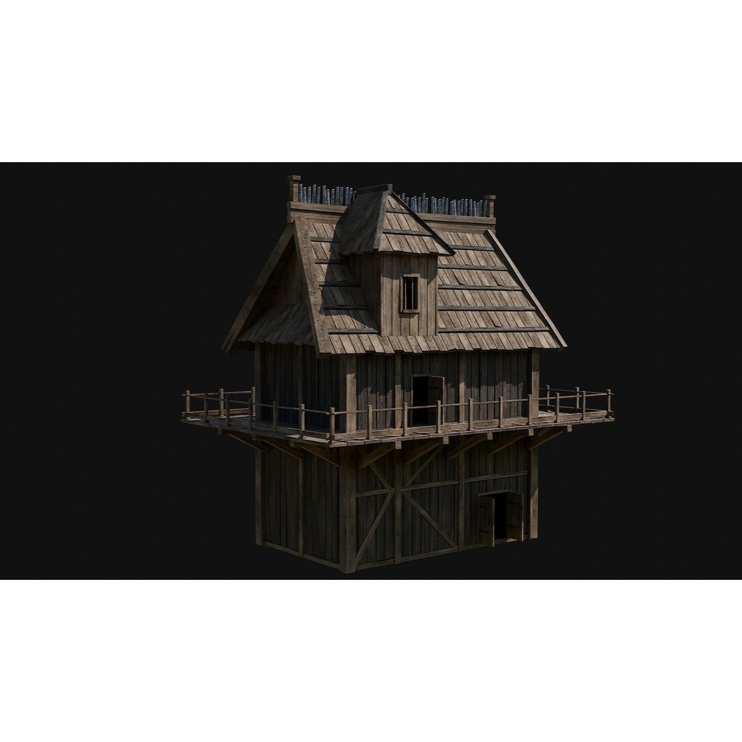 Viking Fortress Watchtower 3D Model – Low Poly Game Asset, FBX, OBJ - View 29