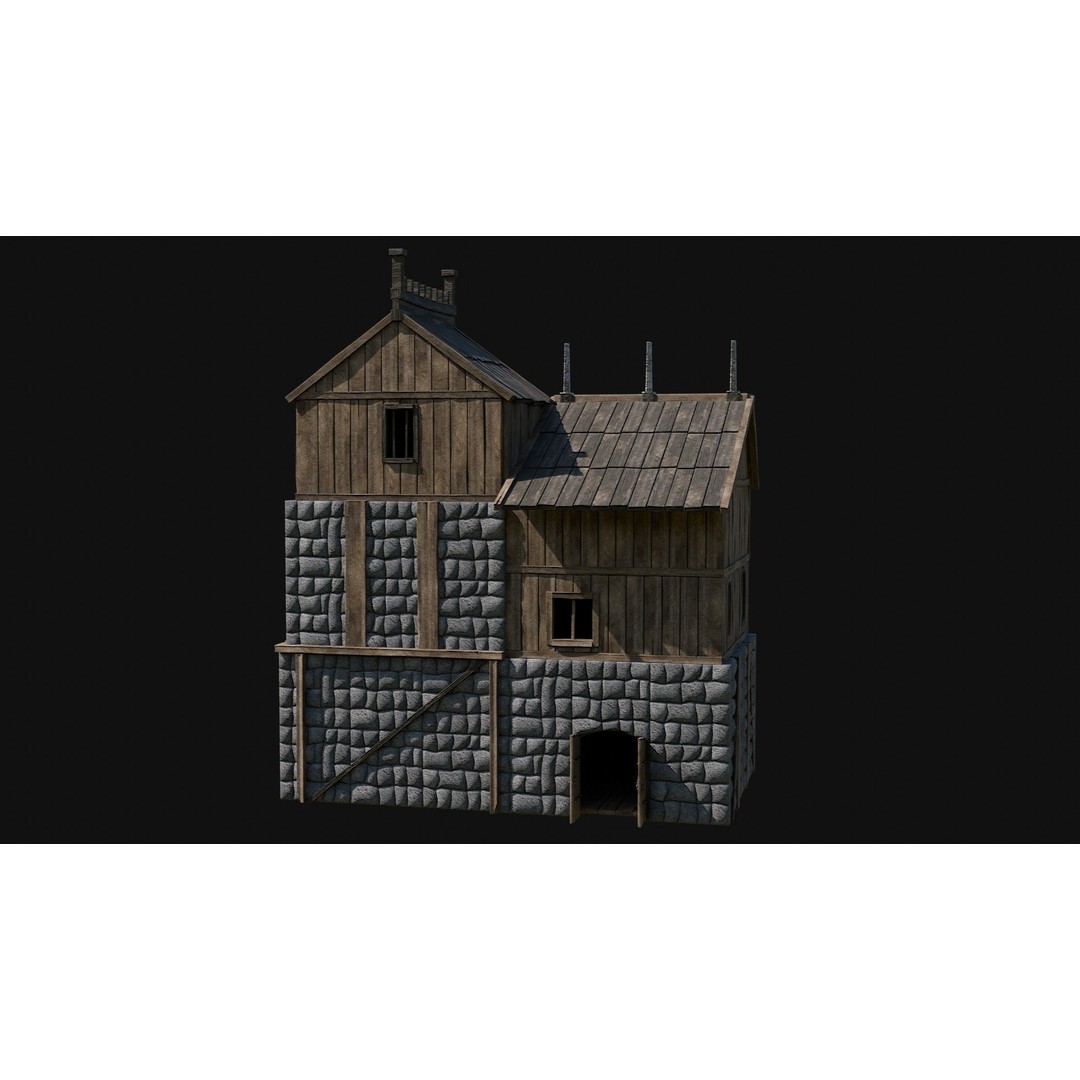 Viking Fortress Watchtower 3D Model – Low Poly Game Asset, FBX, OBJ - View 3