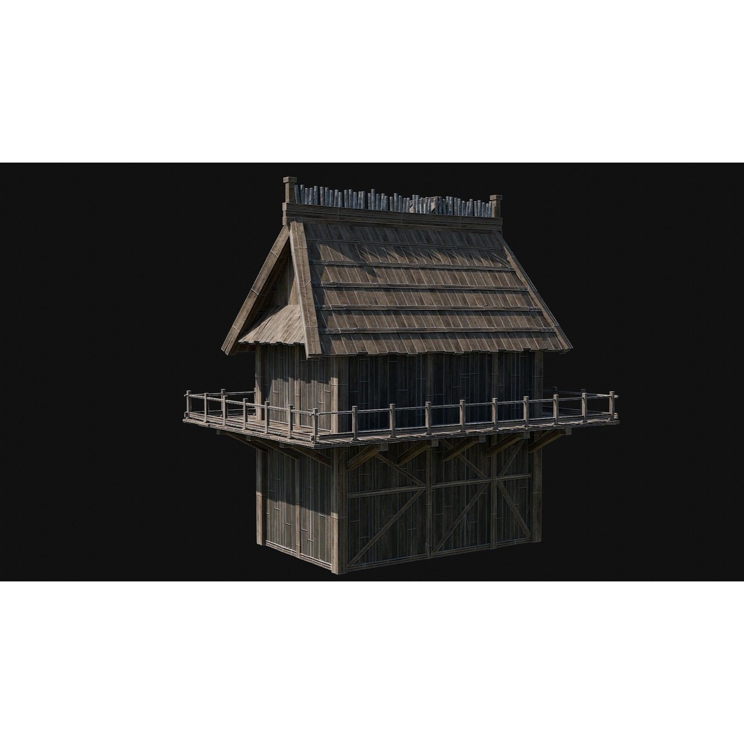 Viking Fortress Watchtower 3D Model – Low Poly Game Asset, FBX, OBJ - View 31