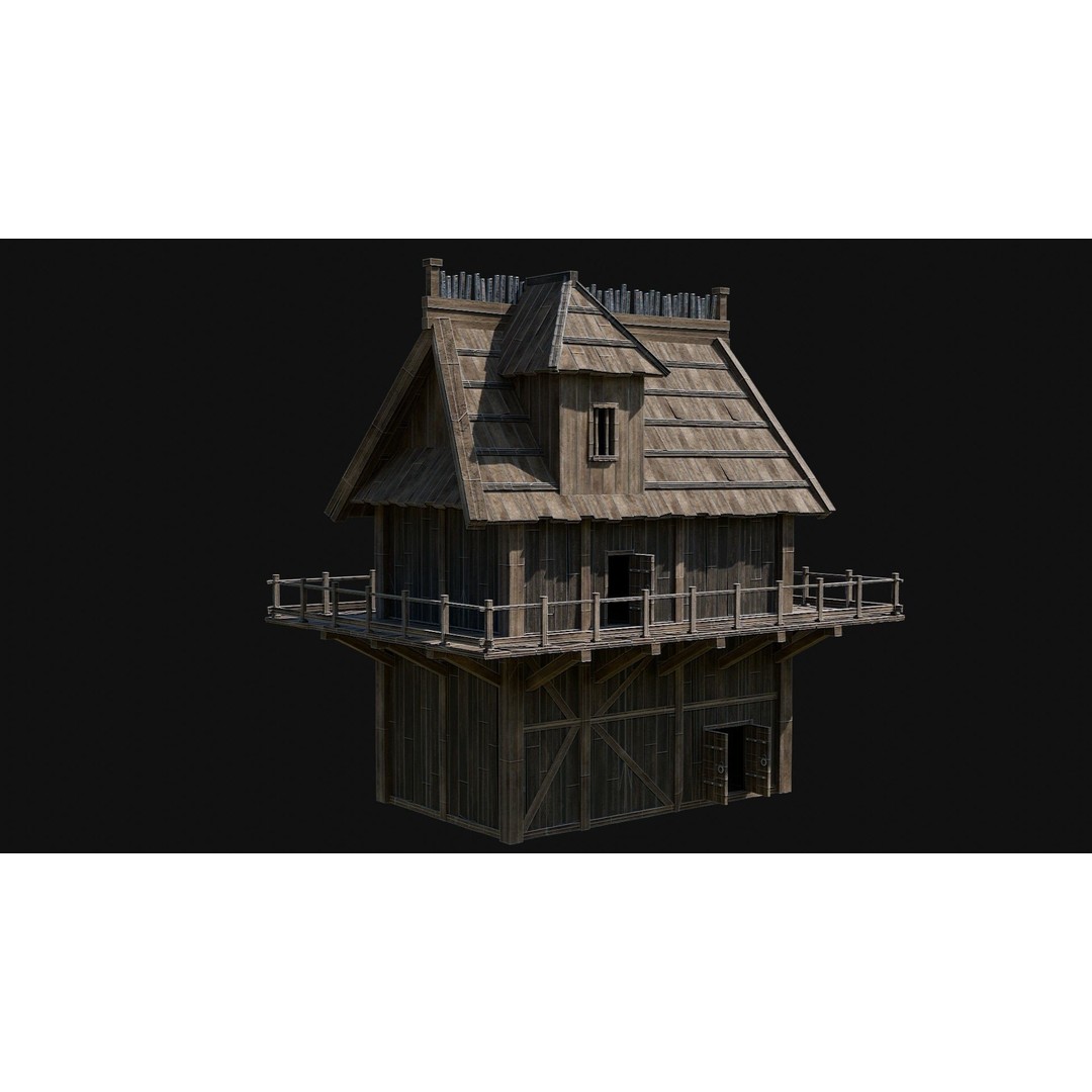 Viking Fortress Watchtower 3D Model – Low Poly Game Asset, FBX, OBJ - View 32