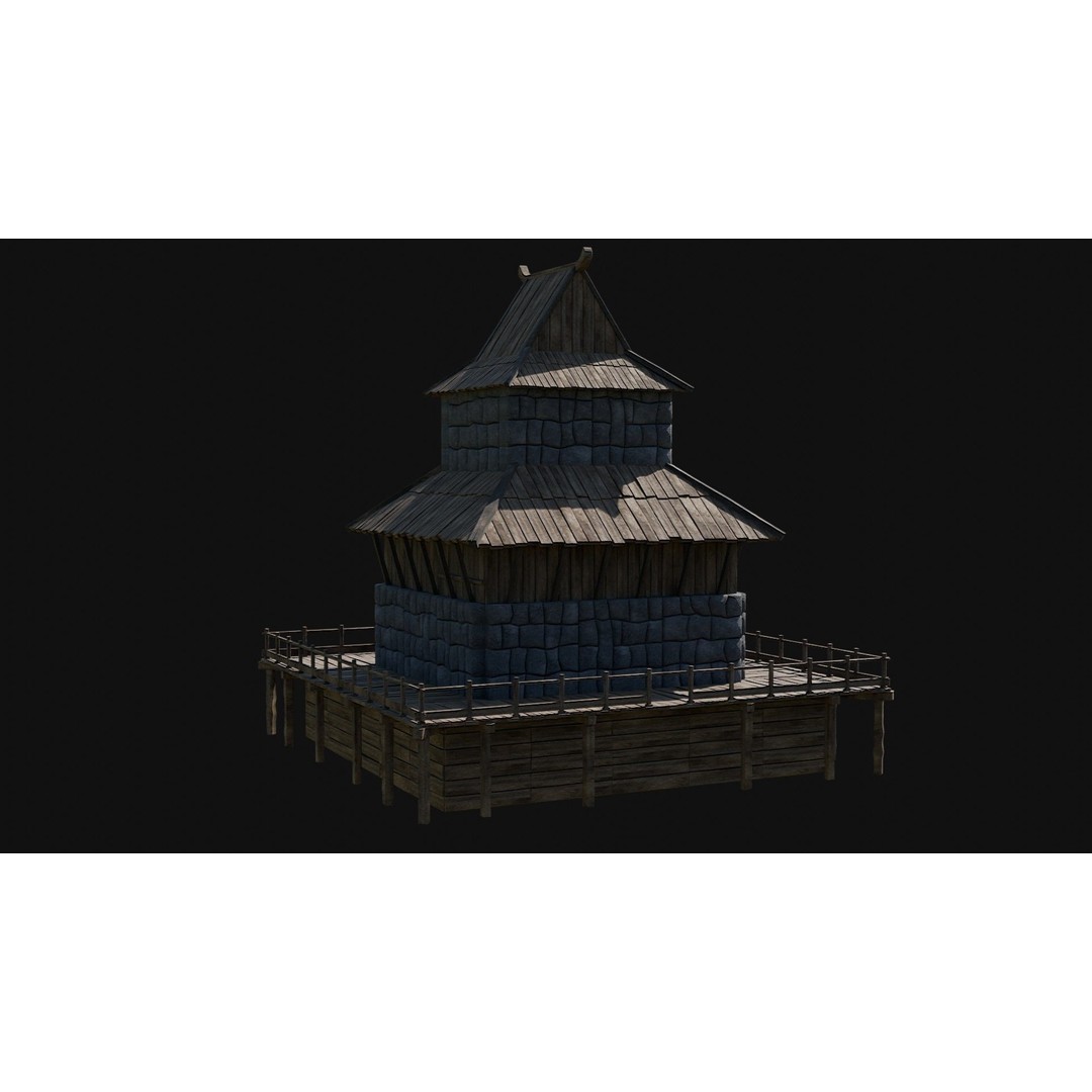 Viking Fortress Watchtower 3D Model – Low Poly Game Asset, FBX, OBJ - View 36