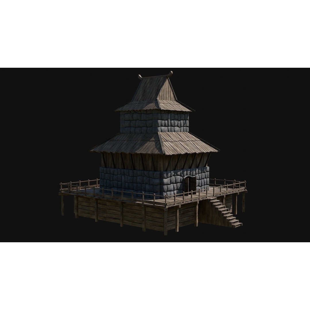 Viking Fortress Watchtower 3D Model – Low Poly Game Asset, FBX, OBJ - View 37