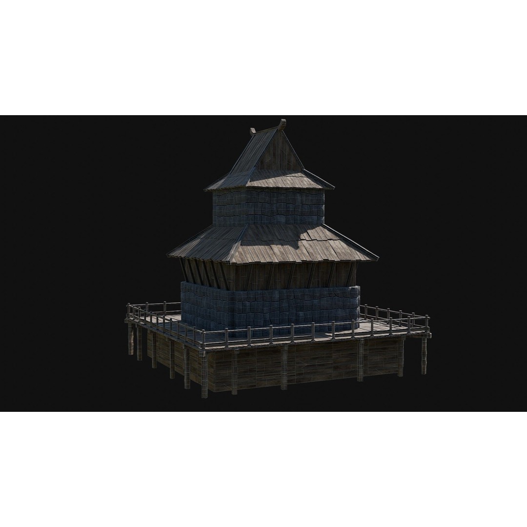 Viking Fortress Watchtower 3D Model – Low Poly Game Asset, FBX, OBJ - View 39