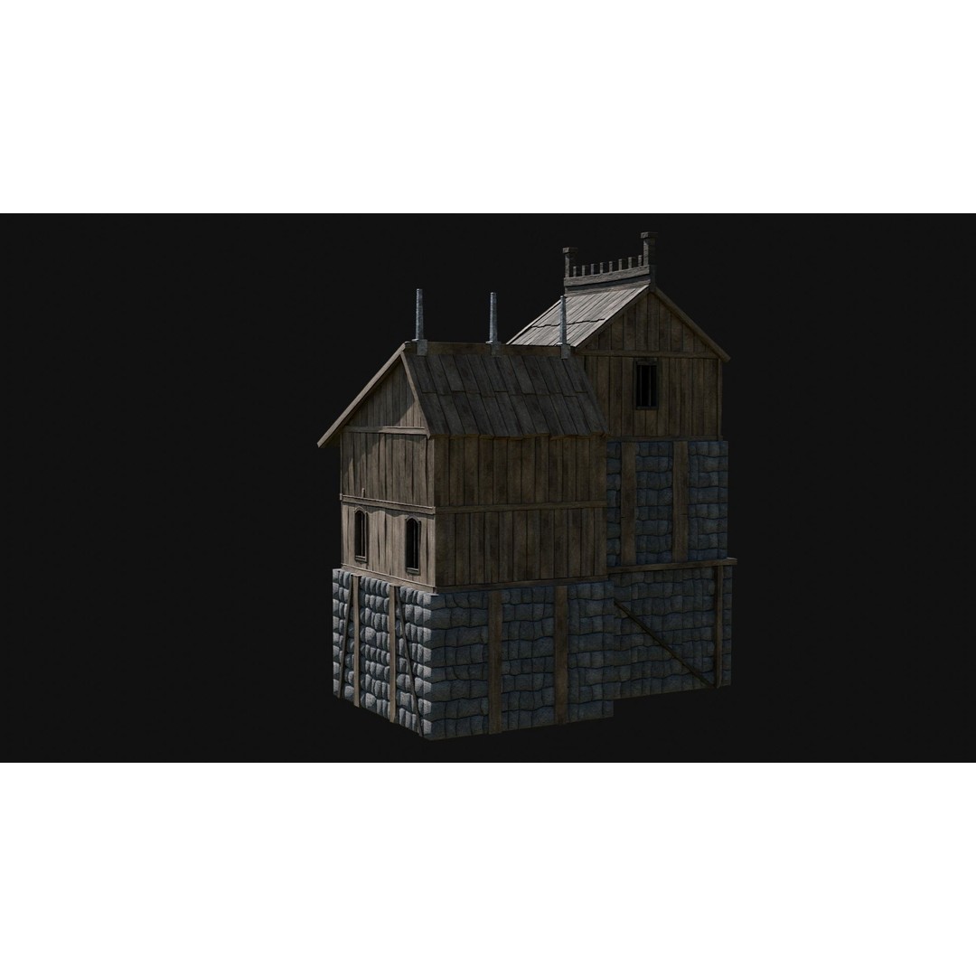 Viking Fortress Watchtower 3D Model – Low Poly Game Asset, FBX, OBJ - View 4