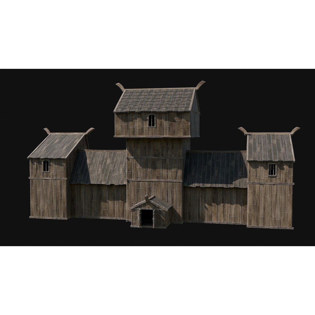 Viking Fortress Watchtower 3D Model – Low Poly Game Asset, FBX, OBJ - View 45