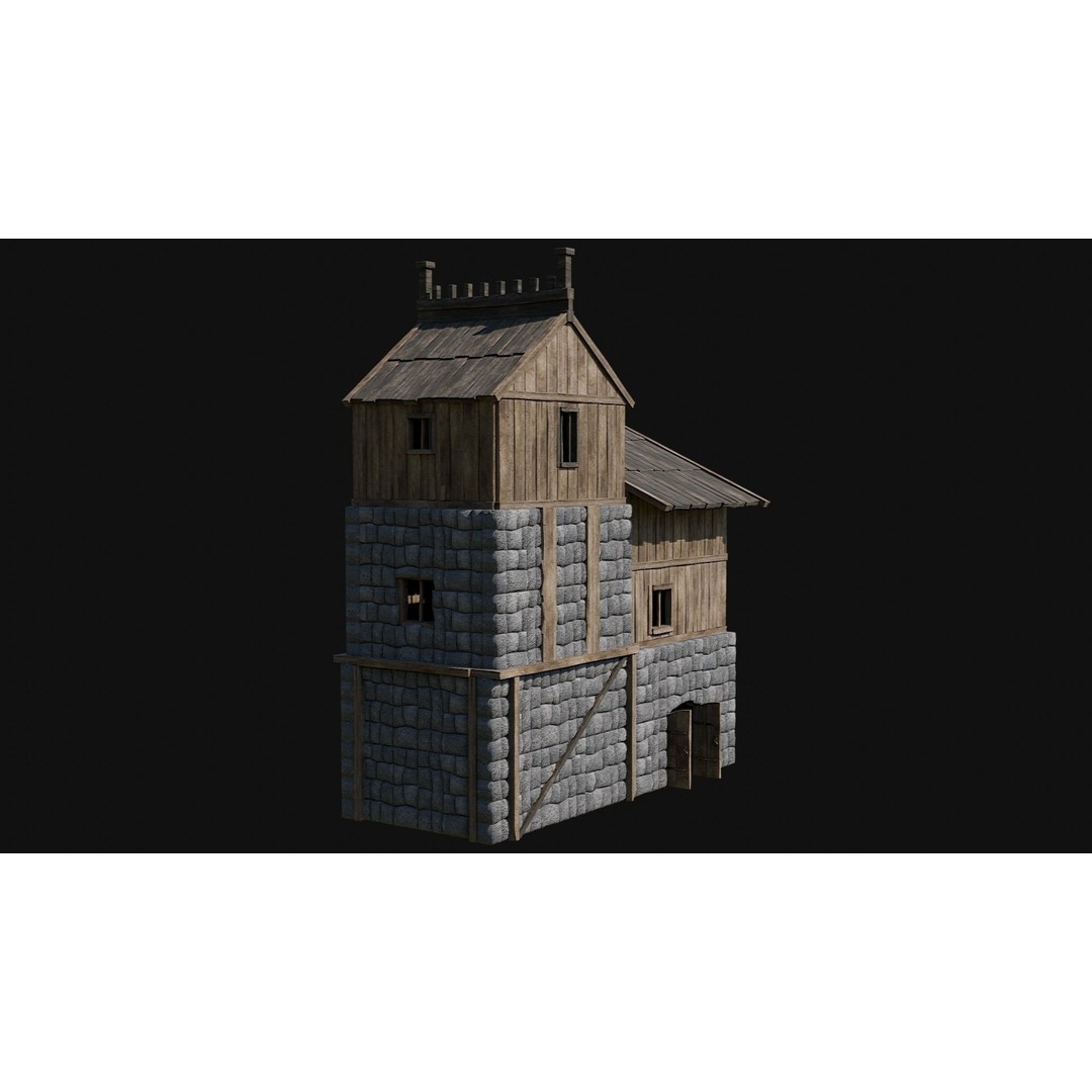 Viking Fortress Watchtower 3D Model – Low Poly Game Asset, FBX, OBJ - View 5