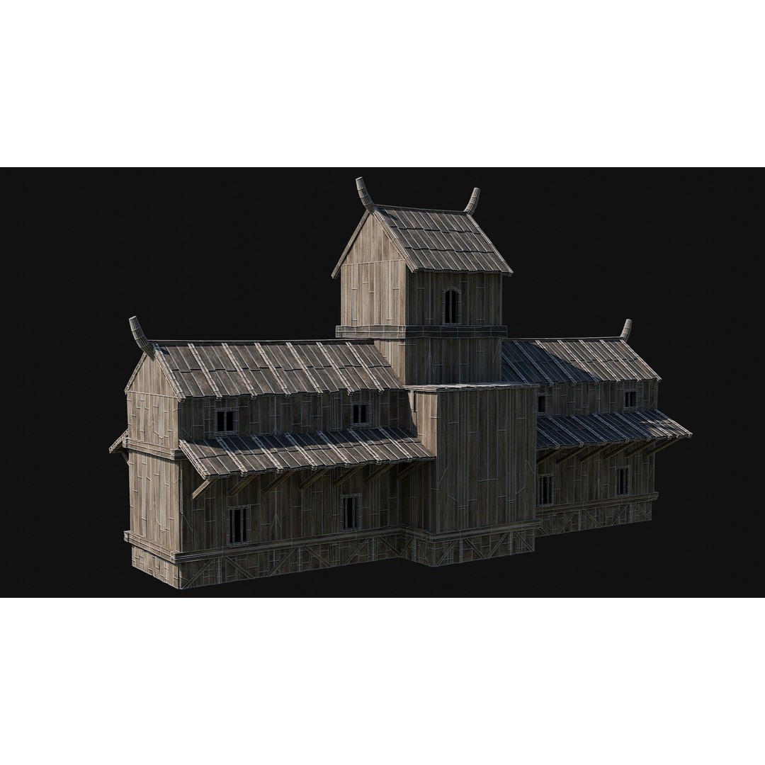 Viking Fortress Watchtower 3D Model – Low Poly Game Asset, FBX, OBJ - View 54