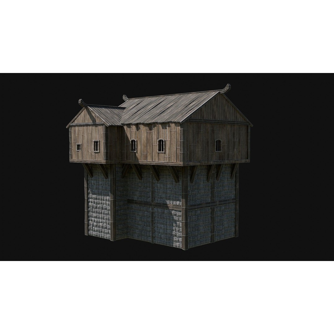 Viking Fortress Watchtower 3D Model – Low Poly Game Asset, FBX, OBJ - View 62