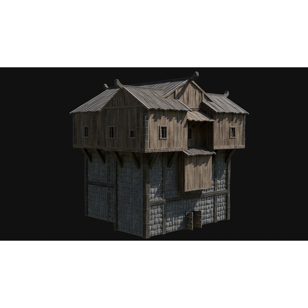Viking Fortress Watchtower 3D Model – Low Poly Game Asset, FBX, OBJ - View 63