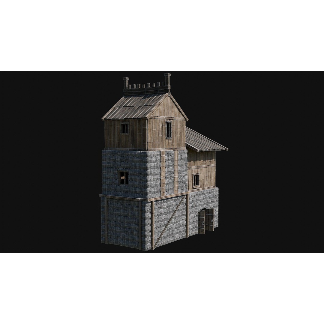 Viking Fortress Watchtower 3D Model – Low Poly Game Asset, FBX, OBJ - View 8