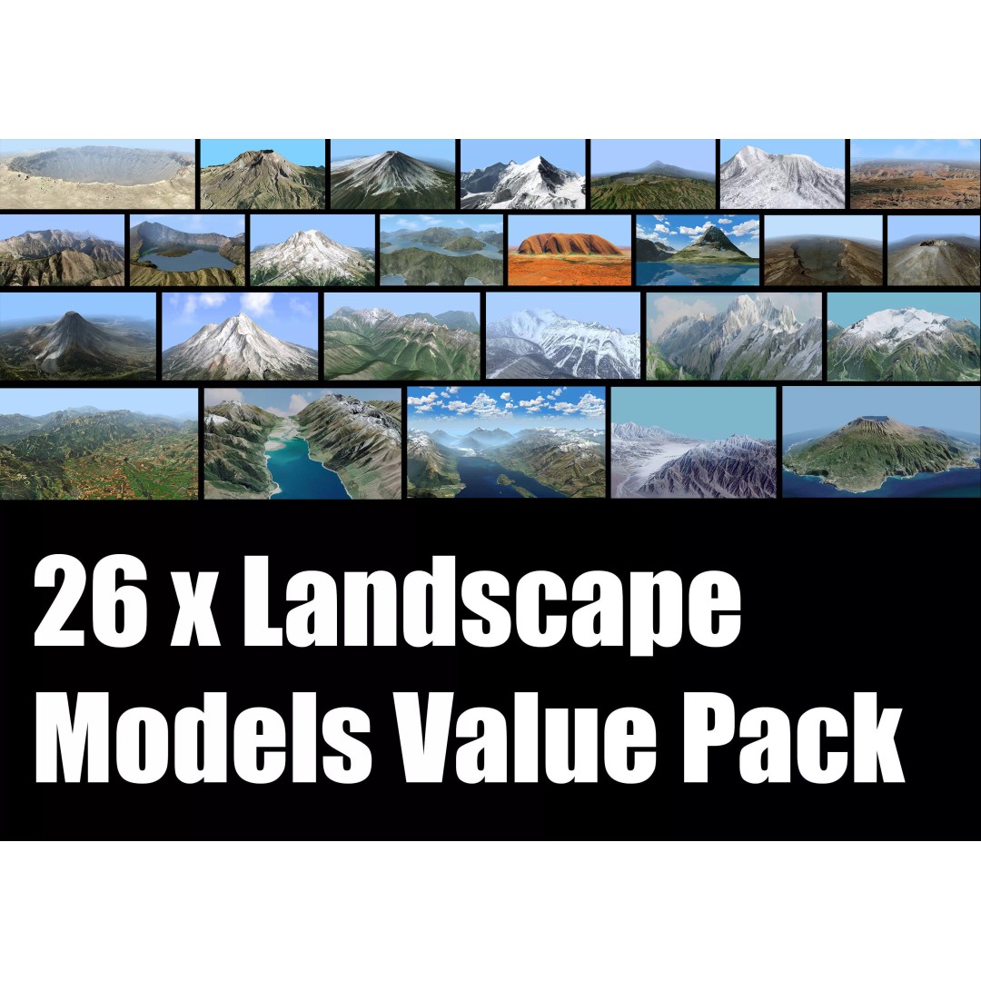 Volcano Mountains Pack 3D Model – High-Resolution Landscapes, FBX, OBJ - View 2