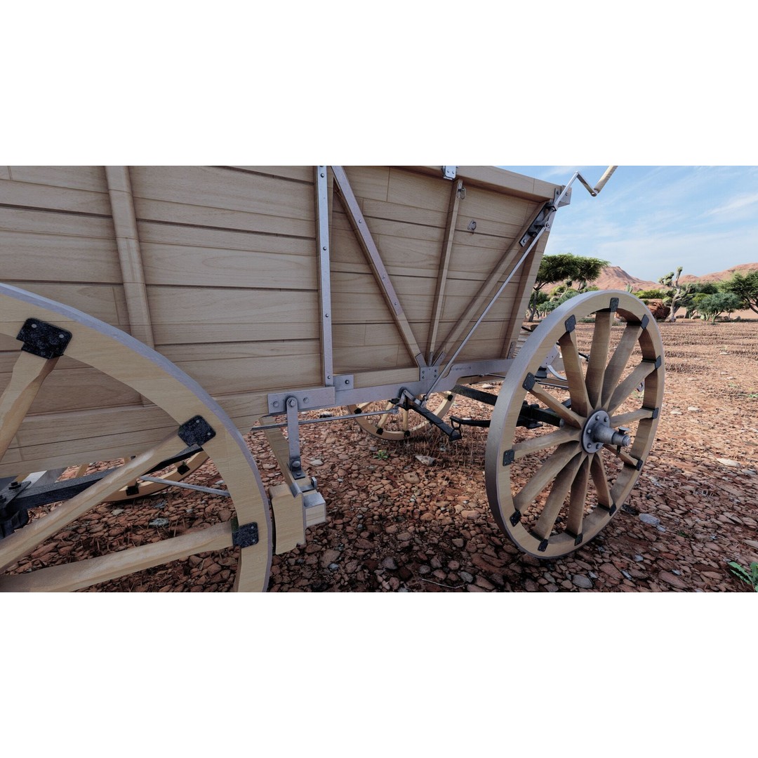 Light Army Field Wagon 3D Model – Textured Military Vehicle, FBX, OBJ - View 12