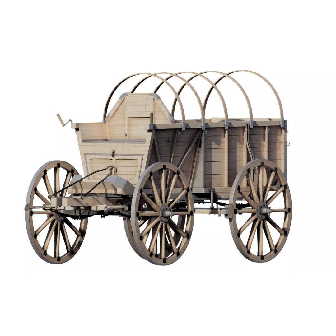 Light Army Field Wagon 3D Model – Textured Military Vehicle, FBX, OBJ - View 2