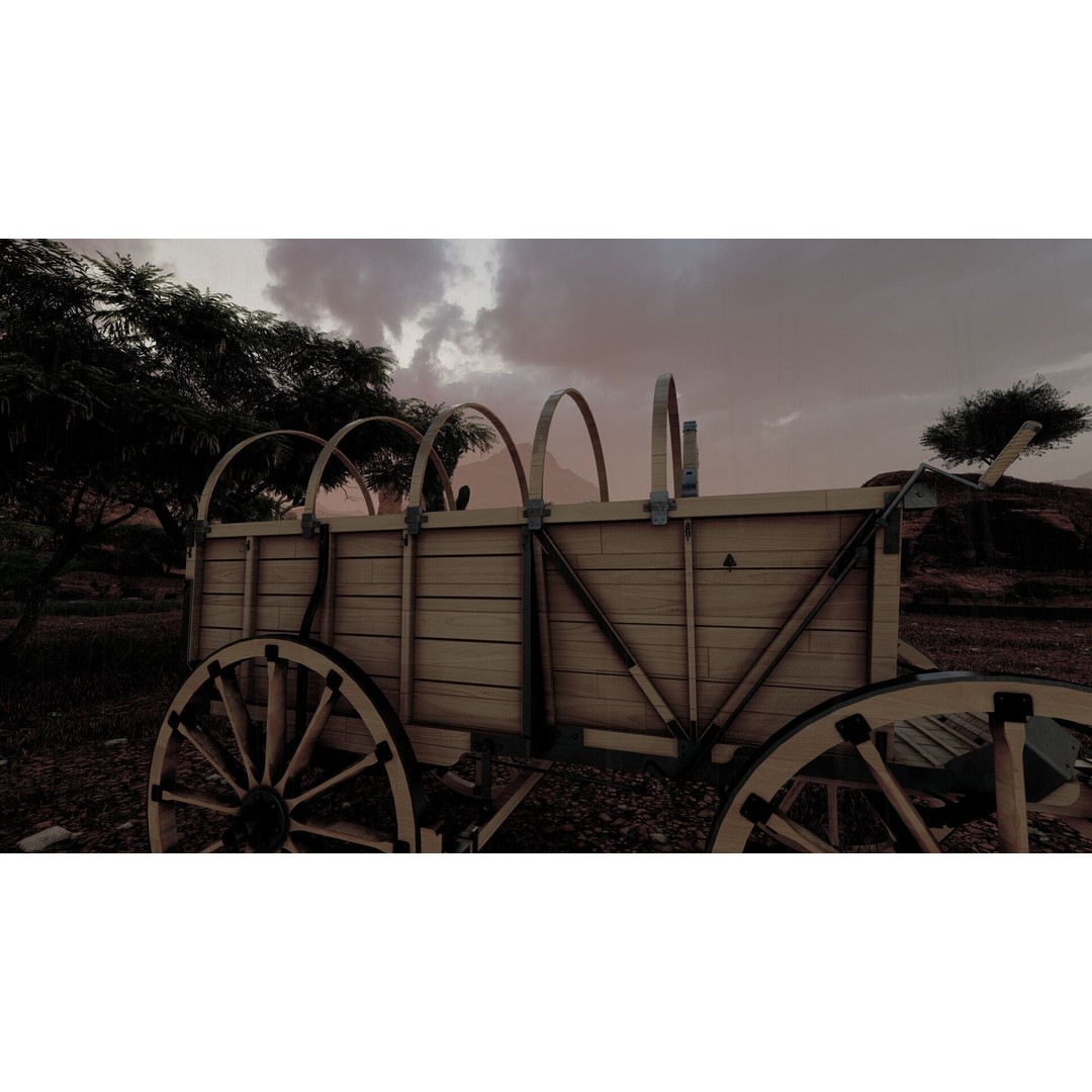 Light Army Field Wagon 3D Model – Textured Military Vehicle, FBX, OBJ - View 28
