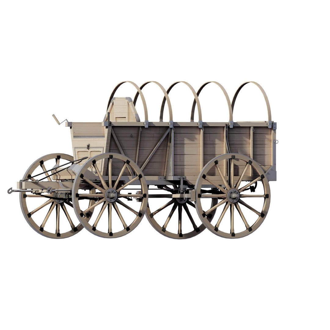 Light Army Field Wagon 3D Model – Textured Military Vehicle, FBX, OBJ - View 3