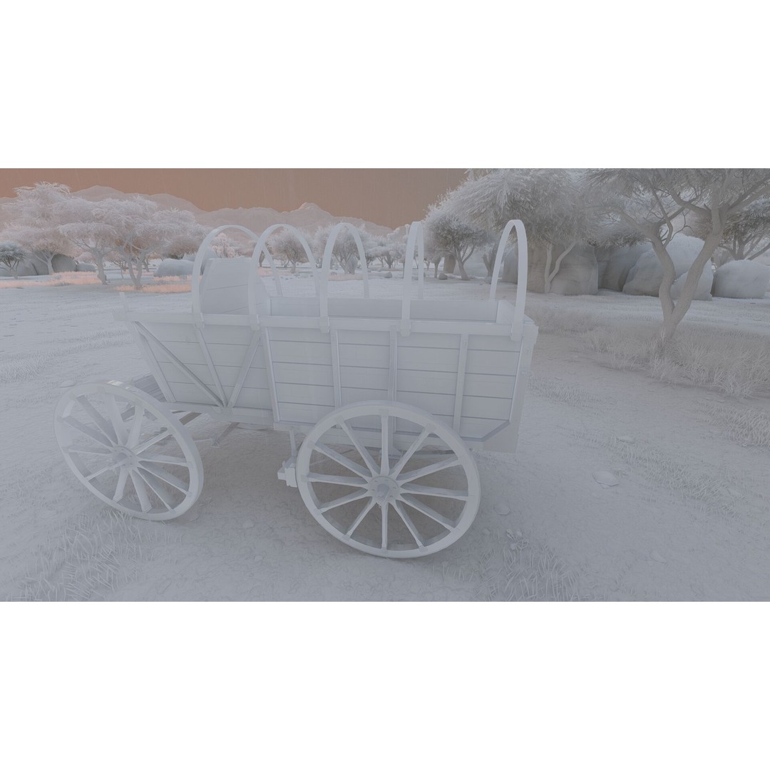 Light Army Field Wagon 3D Model – Textured Military Vehicle, FBX, OBJ - View 36