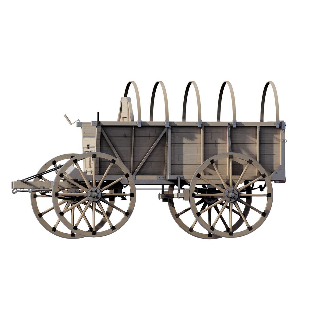 Light Army Field Wagon 3D Model – Textured Military Vehicle, FBX, OBJ - View 4
