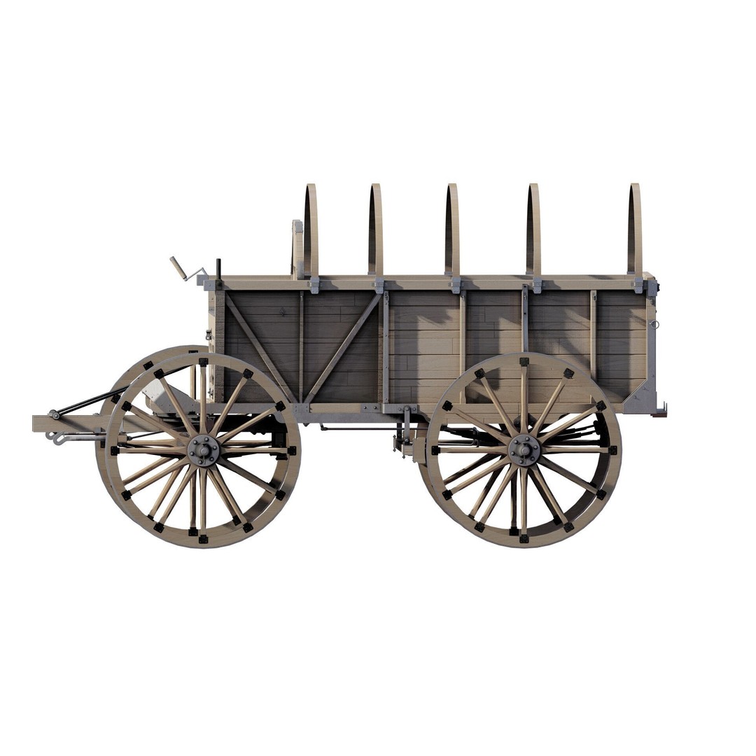 Light Army Field Wagon 3D Model – Textured Military Vehicle, FBX, OBJ - View 5