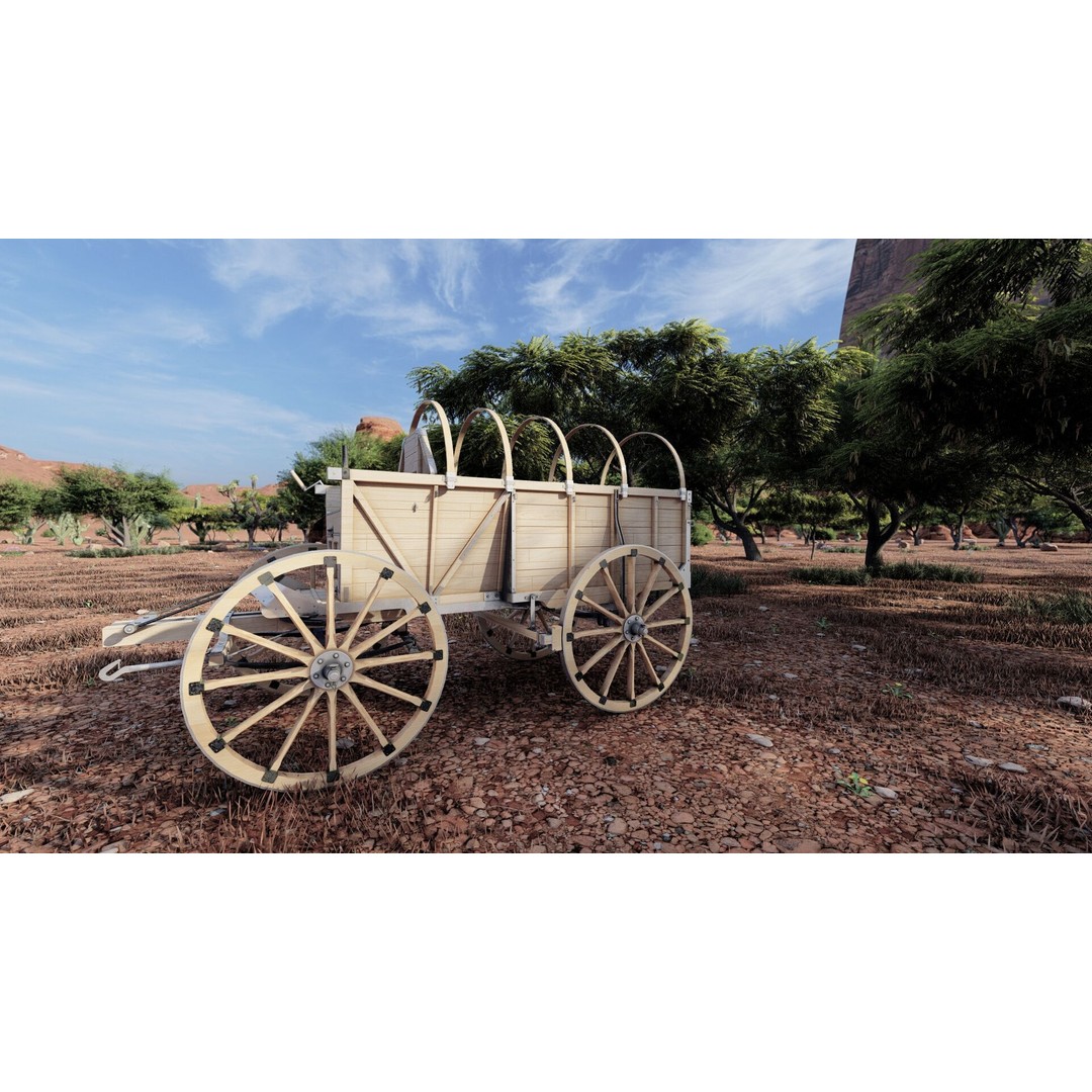 Light Army Field Wagon 3D Model – Textured Military Vehicle, FBX, OBJ - View 7