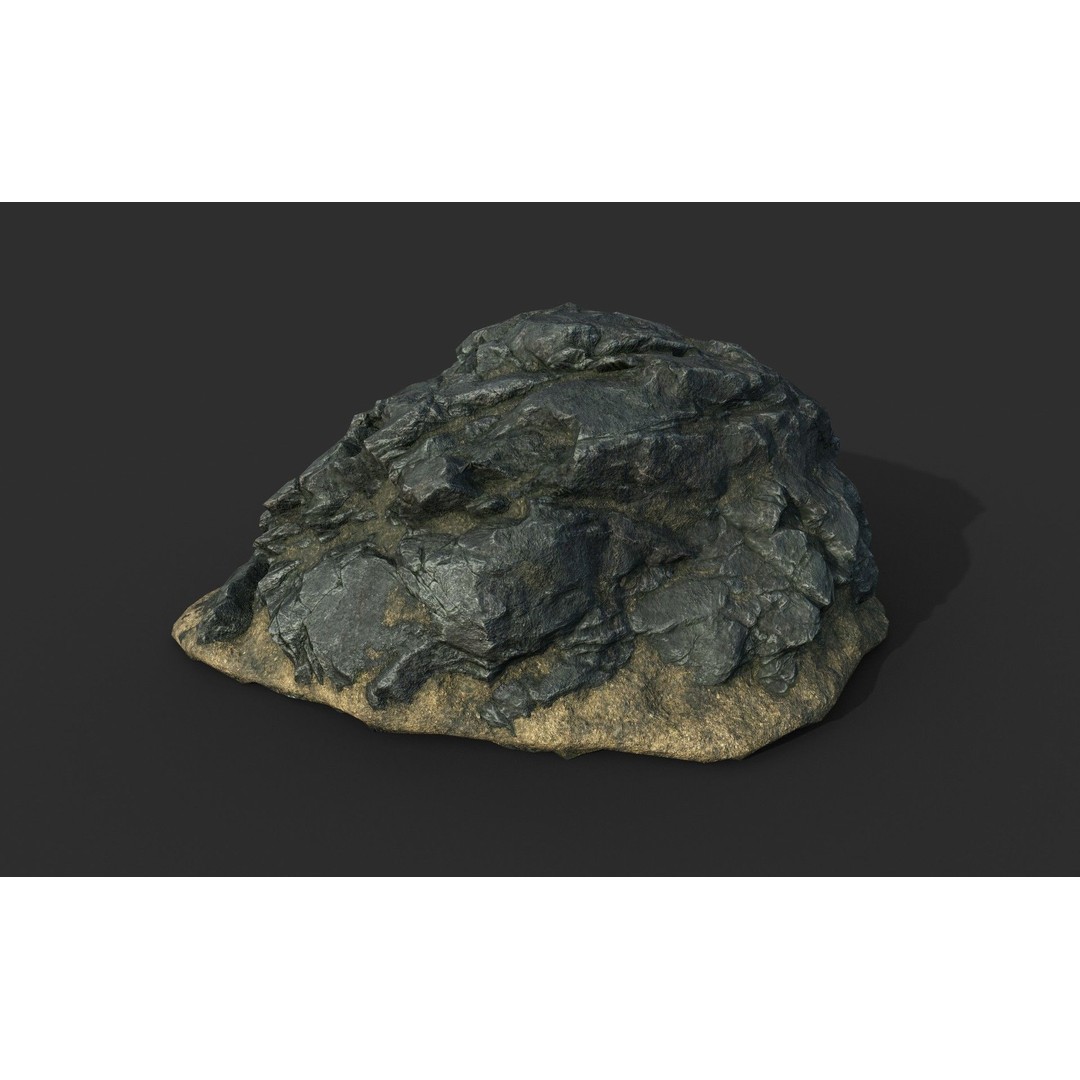 Black Beach Rock Collection 3D Model – Low Poly PBR Textures, FBX & OBJ - View 11