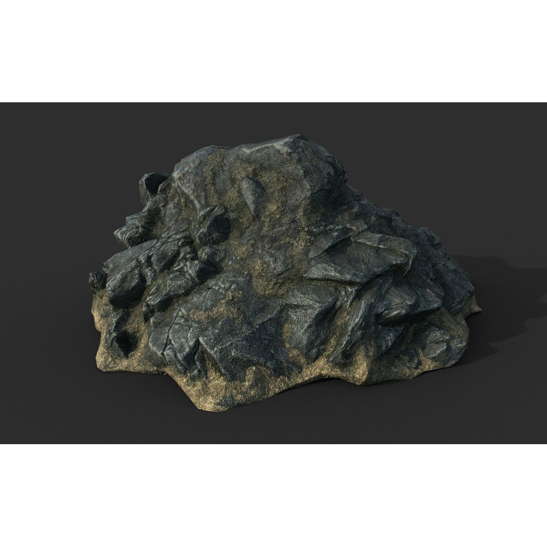 Black Beach Rock Collection 3D Model – Low Poly PBR Textures, FBX & OBJ - View 15