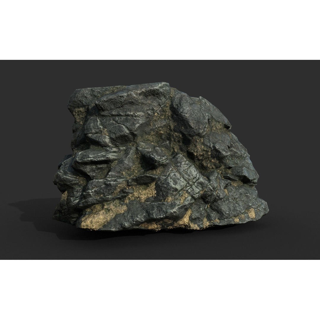 Black Beach Rock Collection 3D Model – Low Poly PBR Textures, FBX & OBJ - View 25