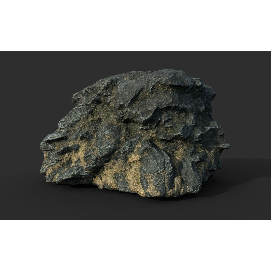 Black Beach Rock Collection 3D Model – Low Poly PBR Textures, FBX & OBJ - View 26