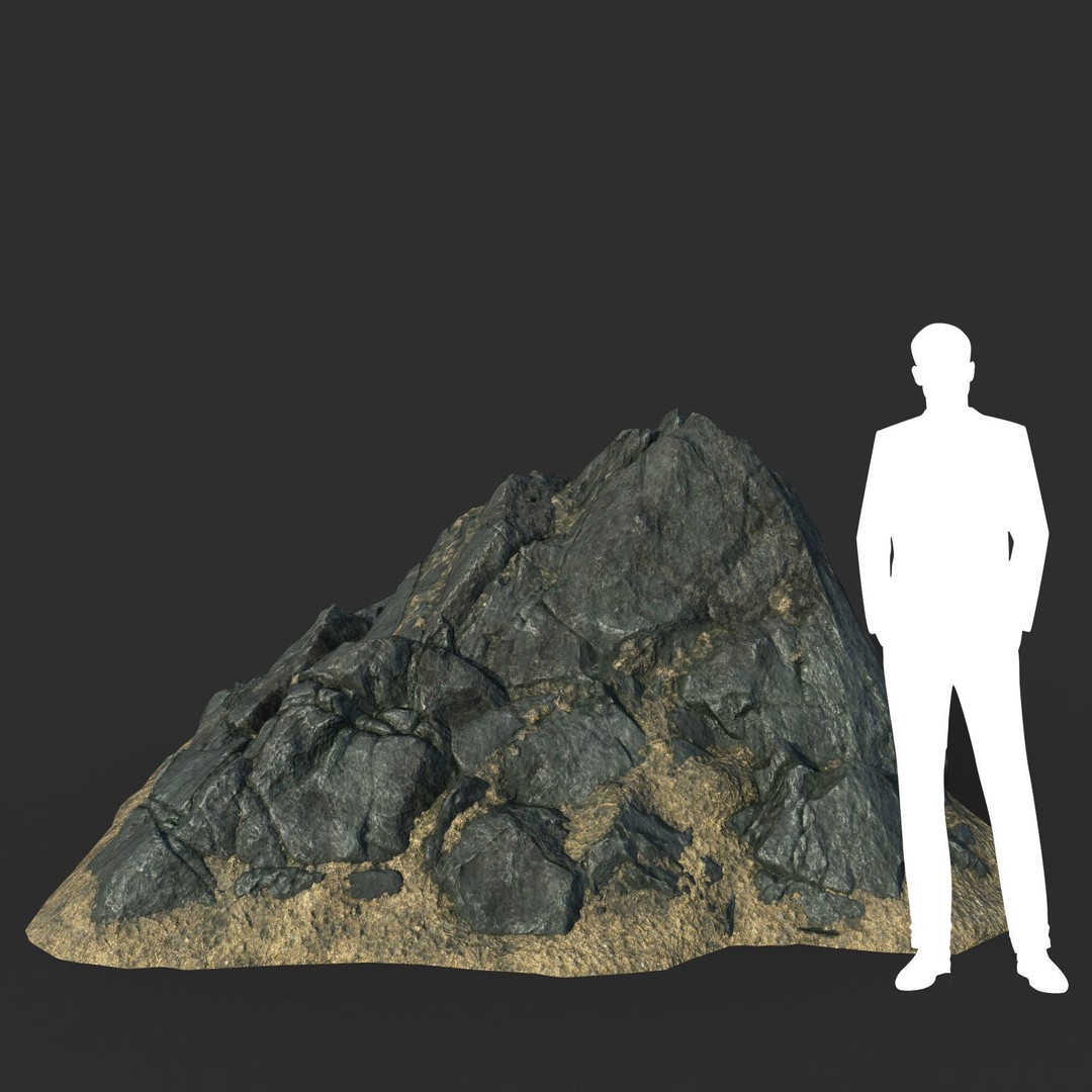 Black Beach Rock Collection 3D Model – Low Poly PBR Textures, FBX & OBJ - View 3