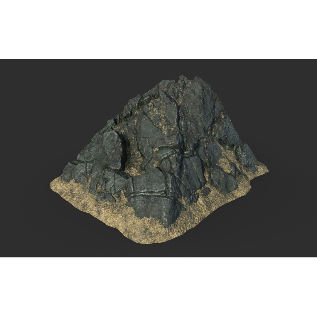 Black Beach Rock Collection 3D Model – Low Poly PBR Textures, FBX & OBJ - View 4