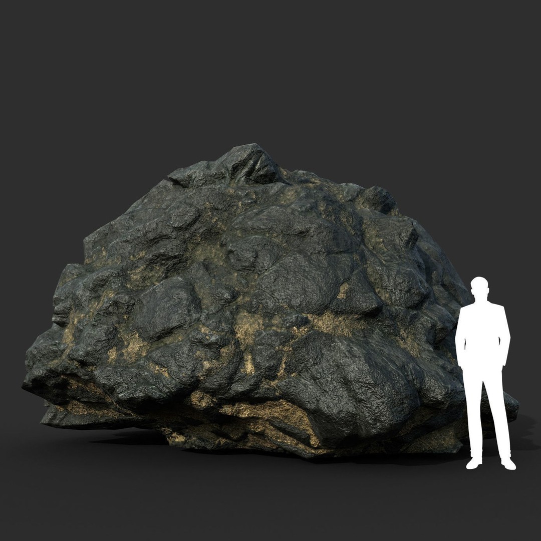 Black Beach Rock Collection 3D Model – Low Poly PBR Textures, FBX & OBJ - View 43