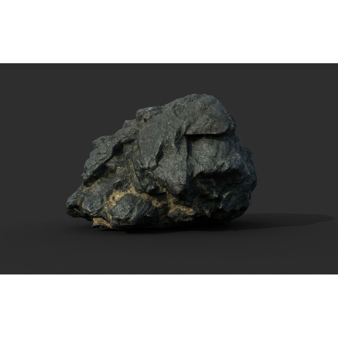Black Beach Rock Collection 3D Model – Low Poly PBR Textures, FBX & OBJ - View 44