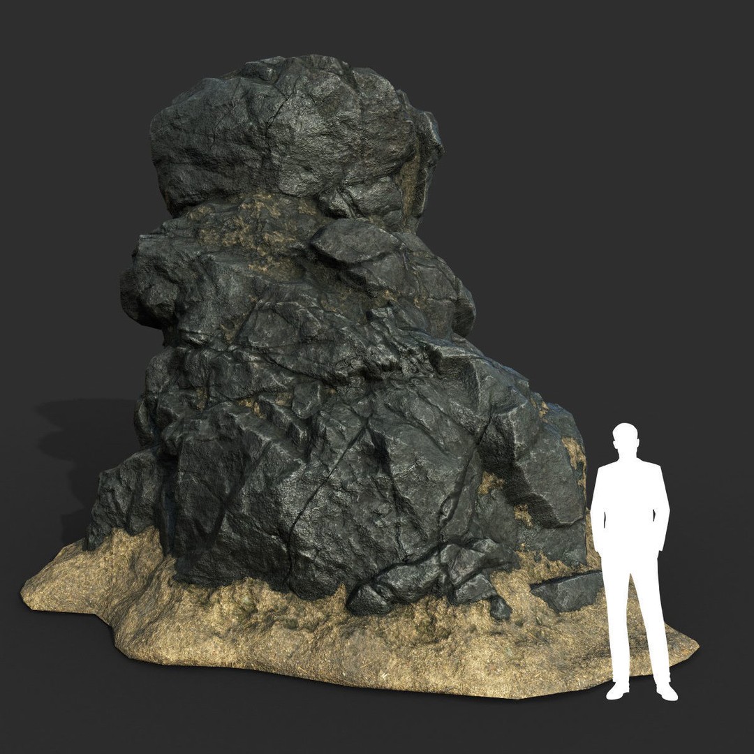 Black Beach Rock Collection 3D Model – Low Poly PBR Textures, FBX & OBJ - View 48
