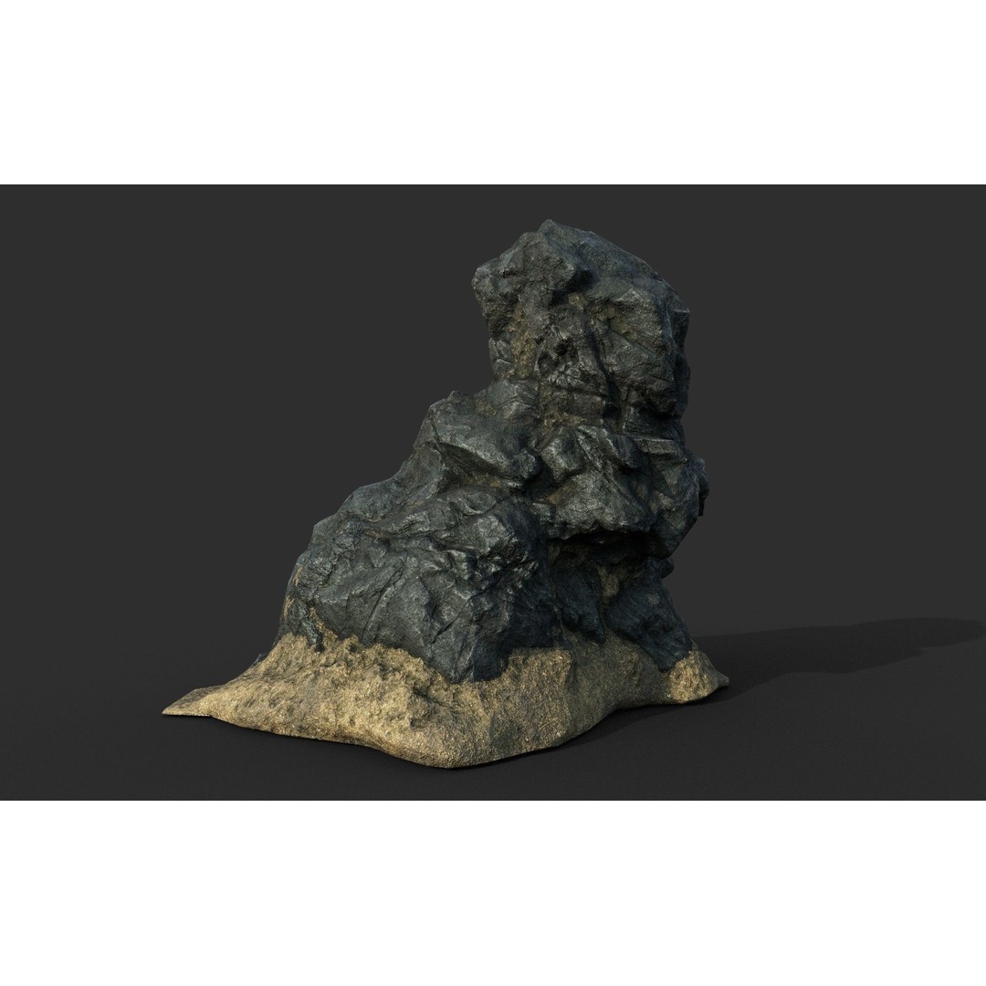Black Beach Rock Collection 3D Model – Low Poly PBR Textures, FBX & OBJ - View 49