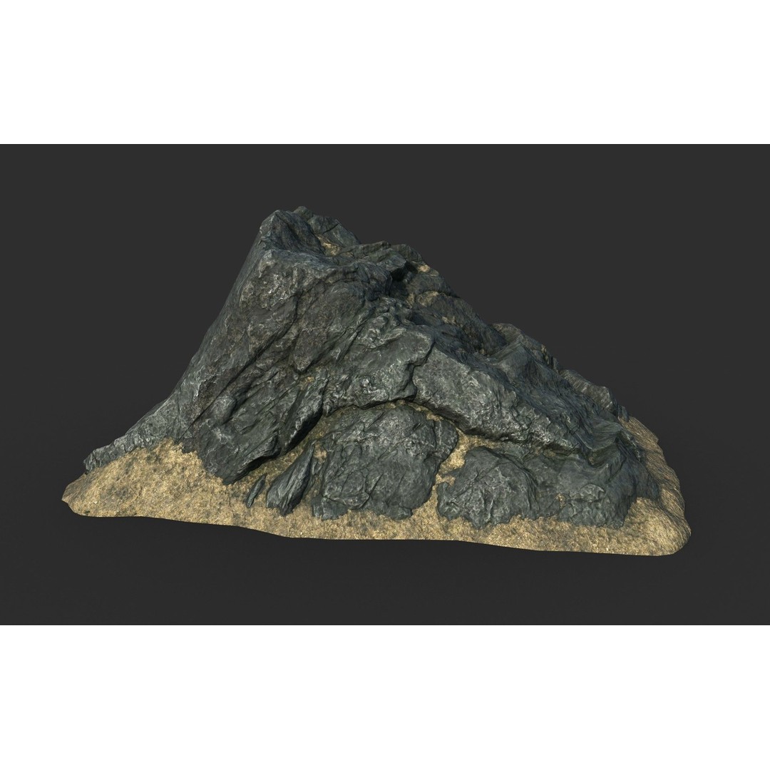 Black Beach Rock Collection 3D Model – Low Poly PBR Textures, FBX & OBJ - View 5