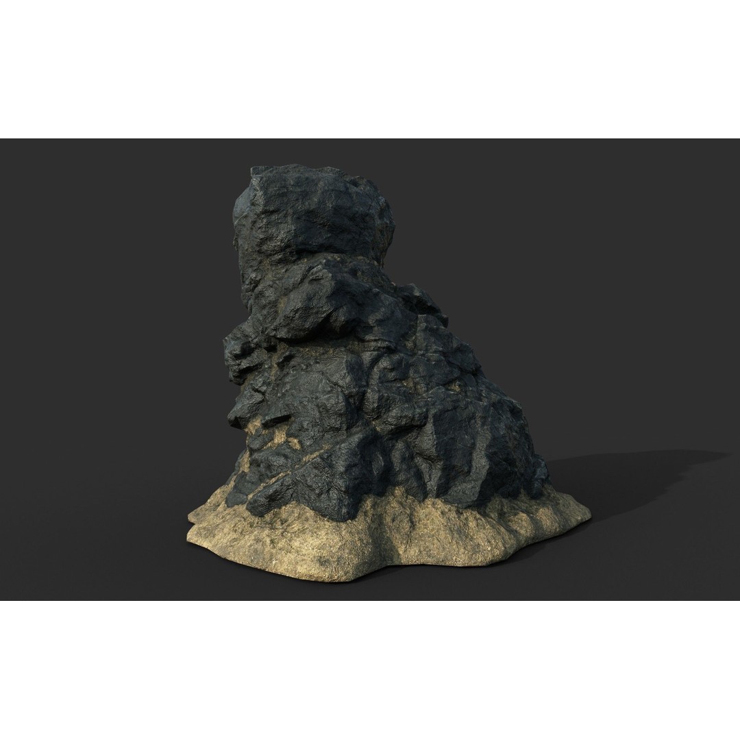 Black Beach Rock Collection 3D Model – Low Poly PBR Textures, FBX & OBJ - View 51