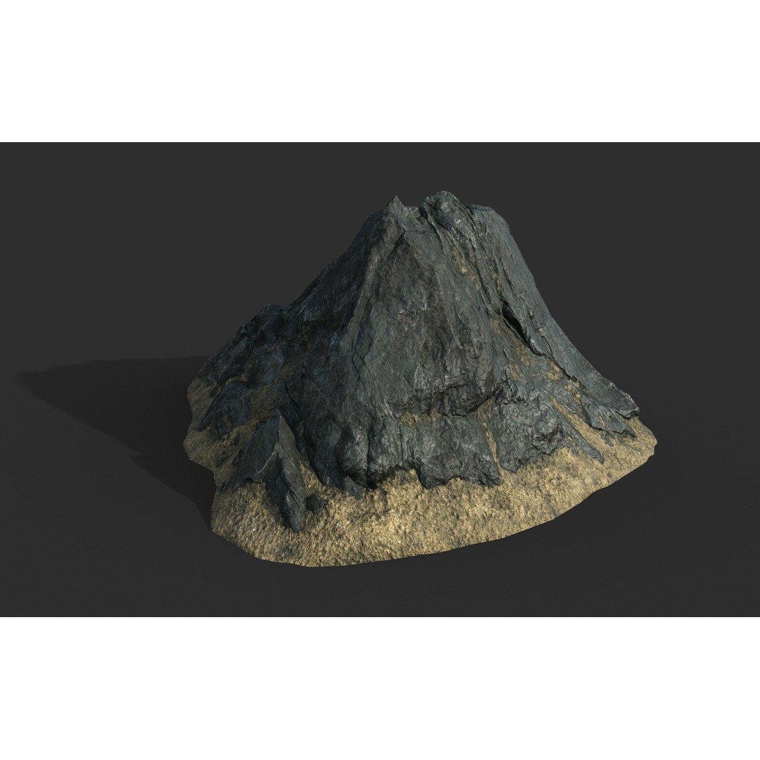 Black Beach Rock Collection 3D Model – Low Poly PBR Textures, FBX & OBJ - View 6
