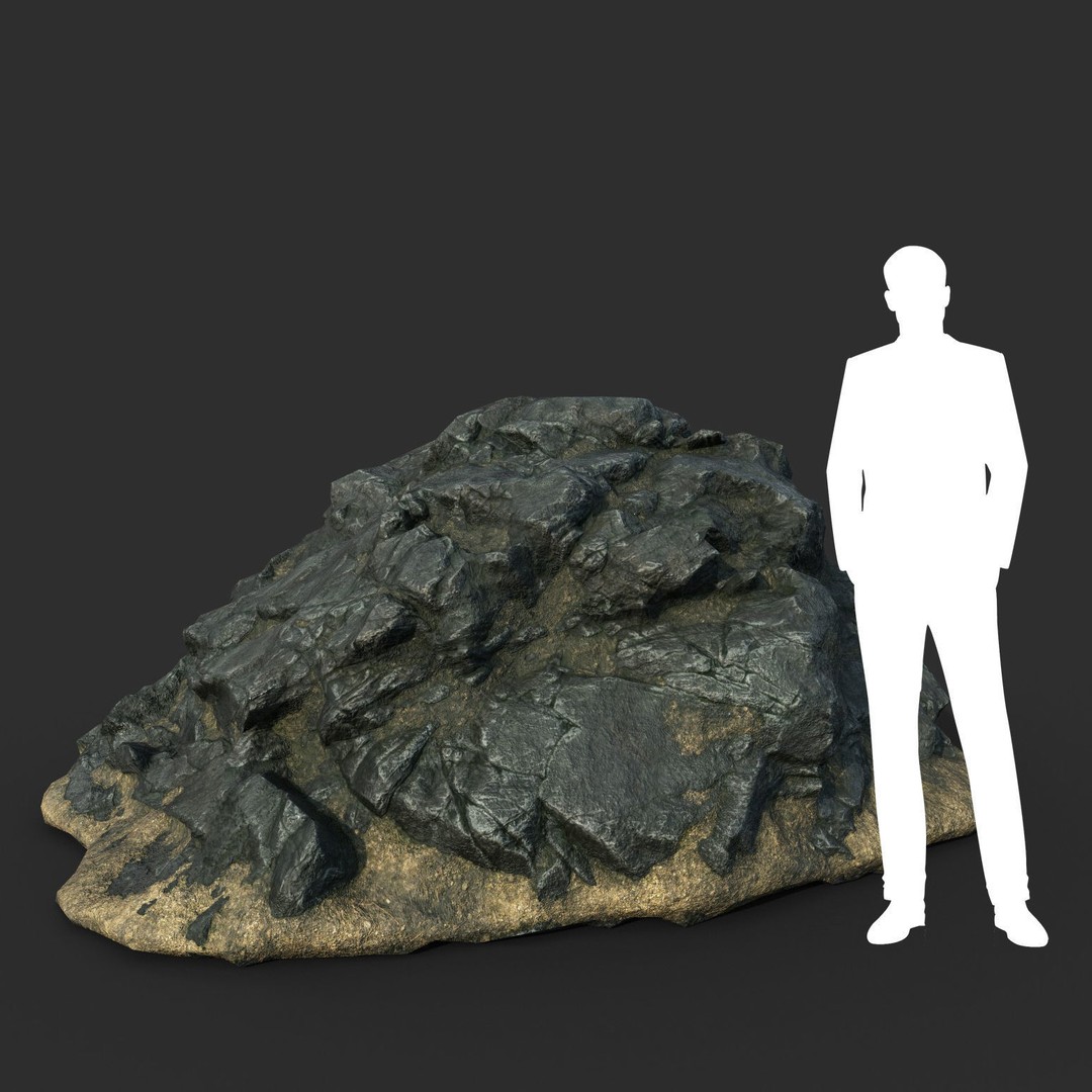 Black Beach Rock Collection 3D Model – Low Poly PBR Textures, FBX & OBJ - View 8