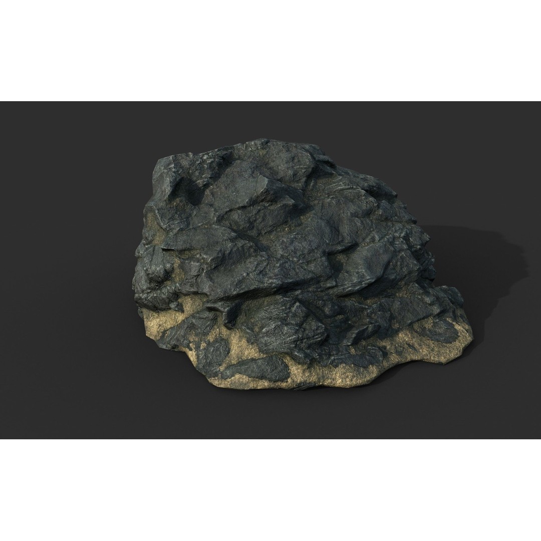 Black Beach Rock Collection 3D Model – Low Poly PBR Textures, FBX & OBJ - View 9