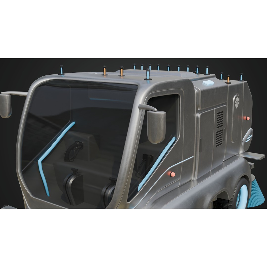 Futuristic Street Sweeper 3D Model – PBR Vehicle for Urban Scenes - View 12