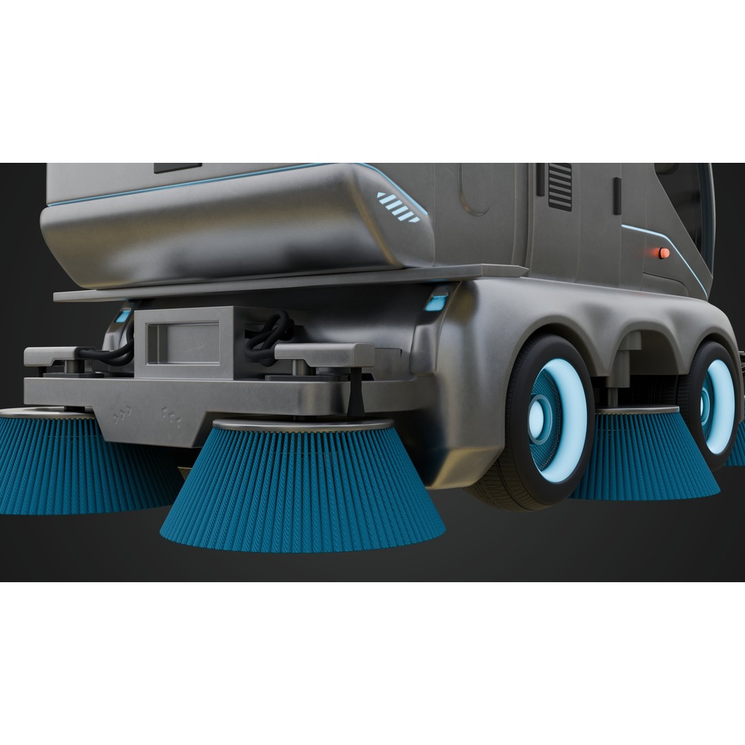 Futuristic Street Sweeper 3D Model – PBR Vehicle for Urban Scenes - View 14