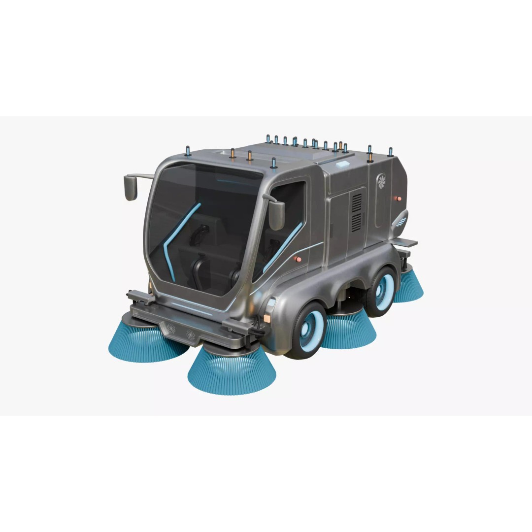 Futuristic Street Sweeper 3D Model – PBR Vehicle for Urban Scenes - View 2
