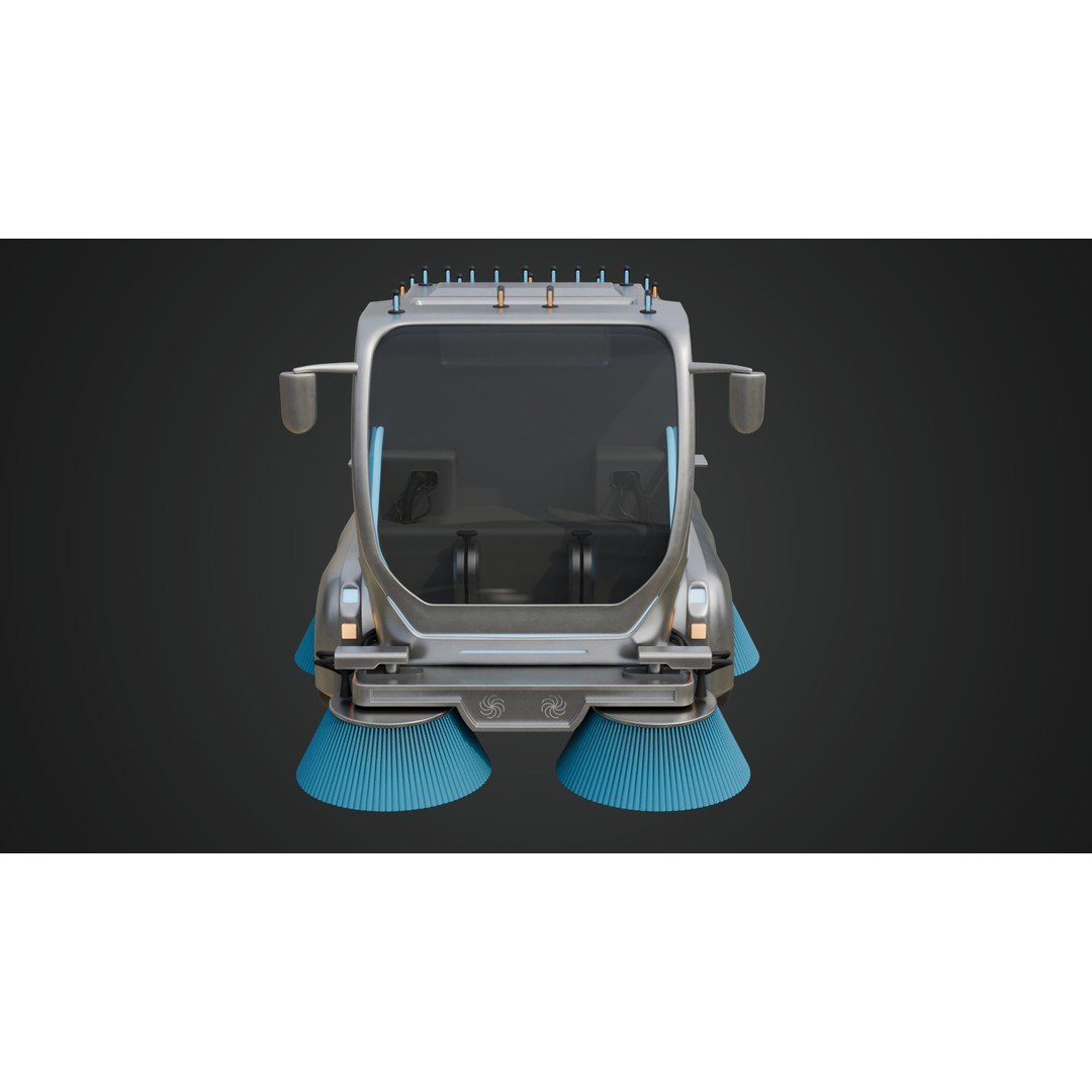 Futuristic Street Sweeper 3D Model – PBR Vehicle for Urban Scenes - View 5