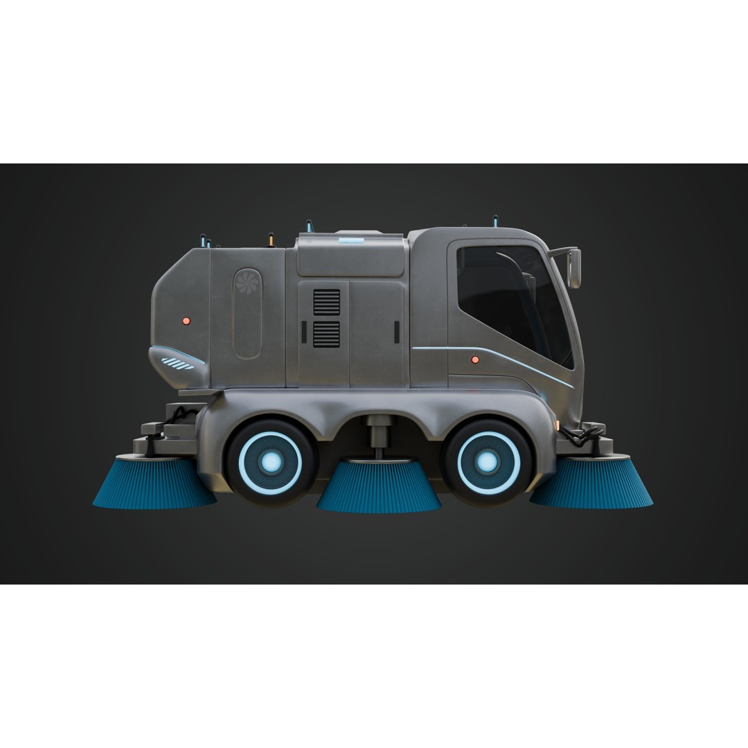Futuristic Street Sweeper 3D Model – PBR Vehicle for Urban Scenes - View 8